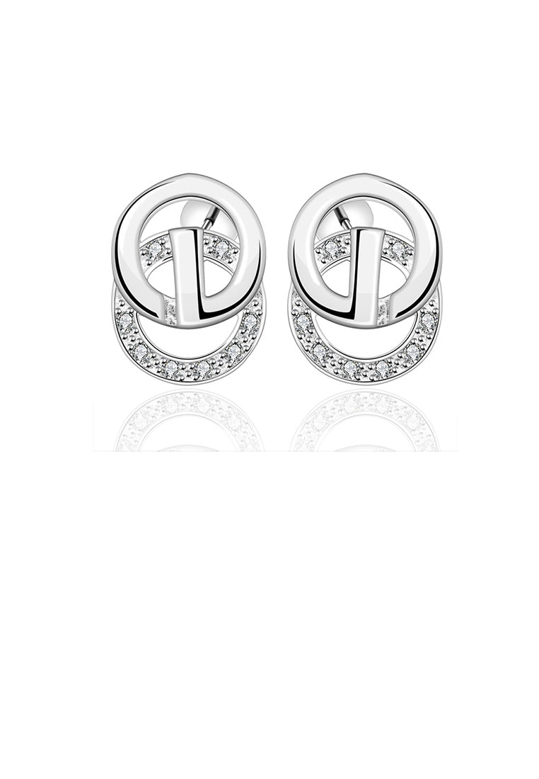Simple and Fashion Geometric Round Cubic Zircon Stud Earrings
