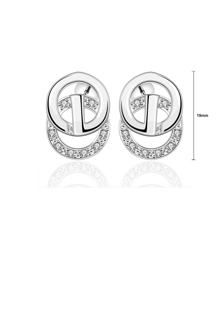 Simple and Fashion Geometric Round Cubic Zircon Stud Earrings