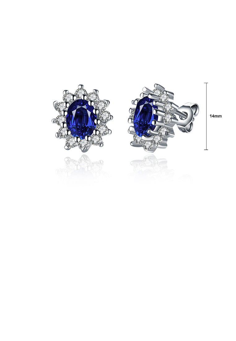 Sparkling Fashion Elegant Noble Romantic Fantasy Blue Flower Cubic Zircon Earrings
