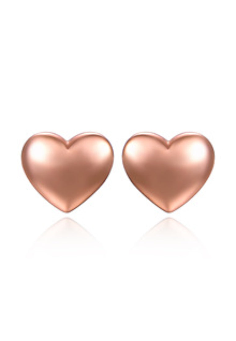 Simple Romantic Plated Rose Gold Heart Stud Earrings
