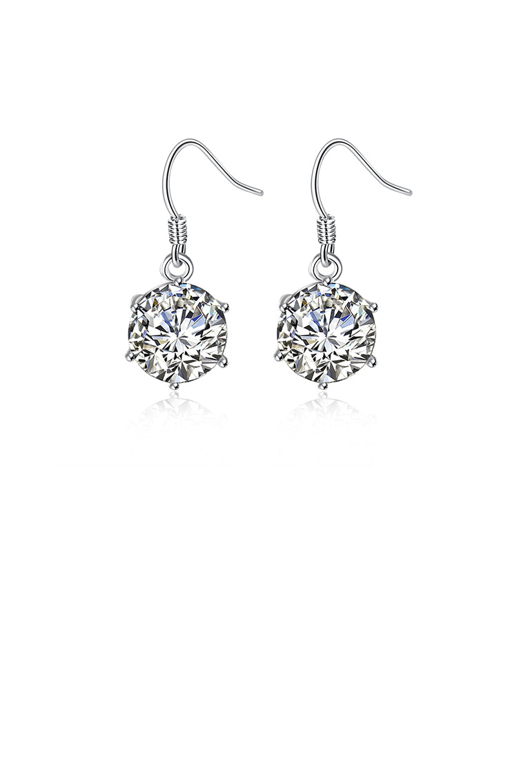 Simple and Fashion Geometric Round Cubic Zircon Earrings