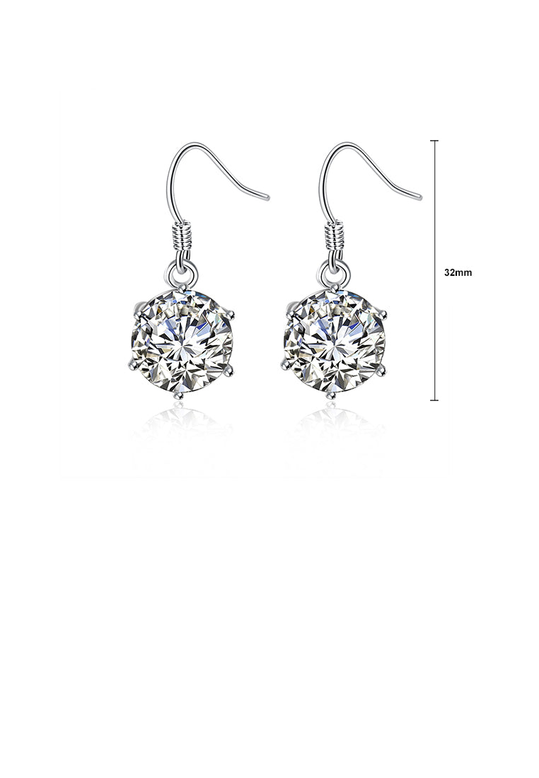 Simple and Fashion Geometric Round Cubic Zircon Earrings