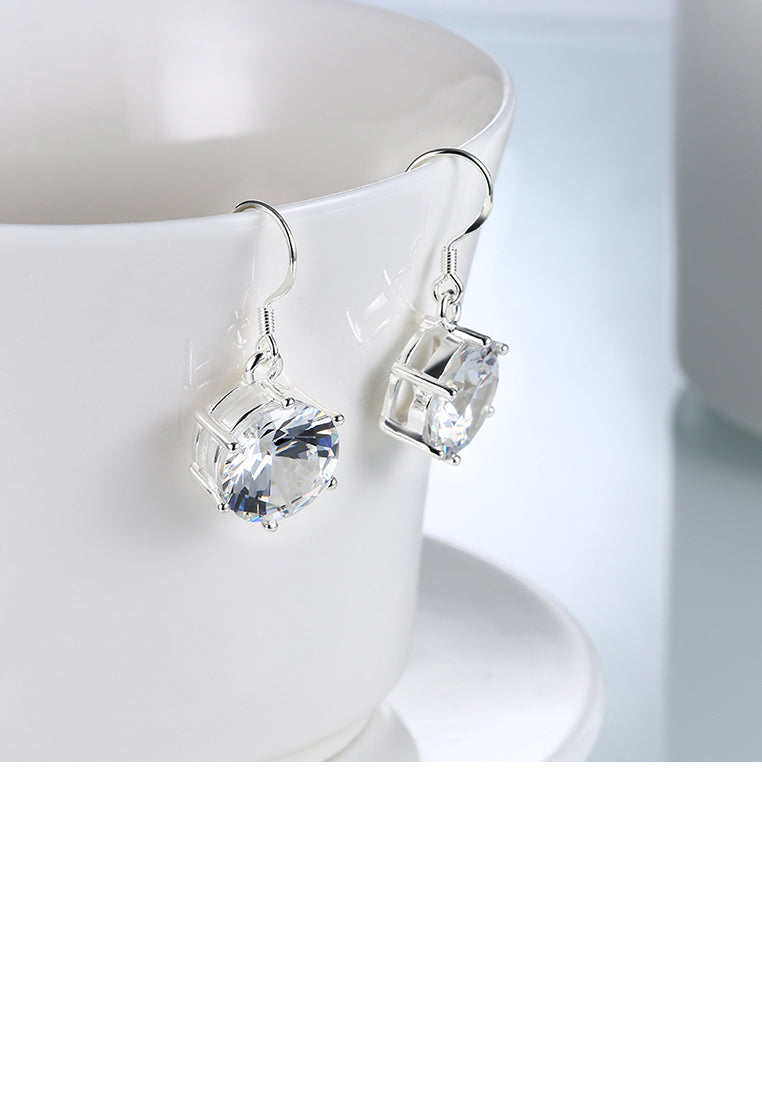 Simple and Fashion Geometric Round Cubic Zircon Earrings