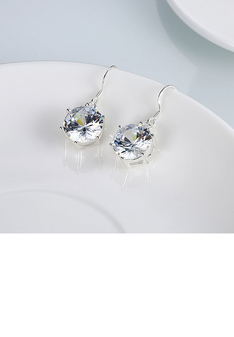 Simple and Fashion Geometric Round Cubic Zircon Earrings