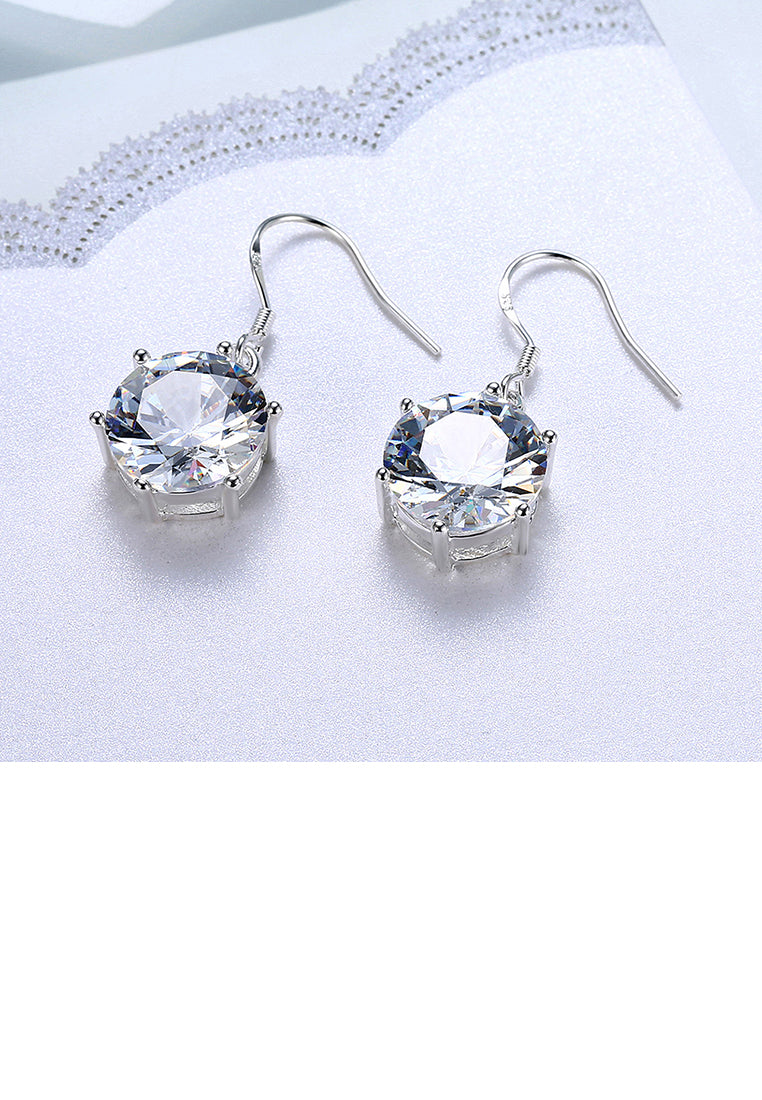 Simple and Fashion Geometric Round Cubic Zircon Earrings