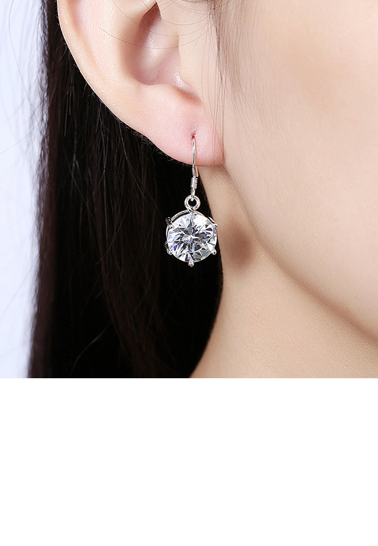 Simple and Fashion Geometric Round Cubic Zircon Earrings