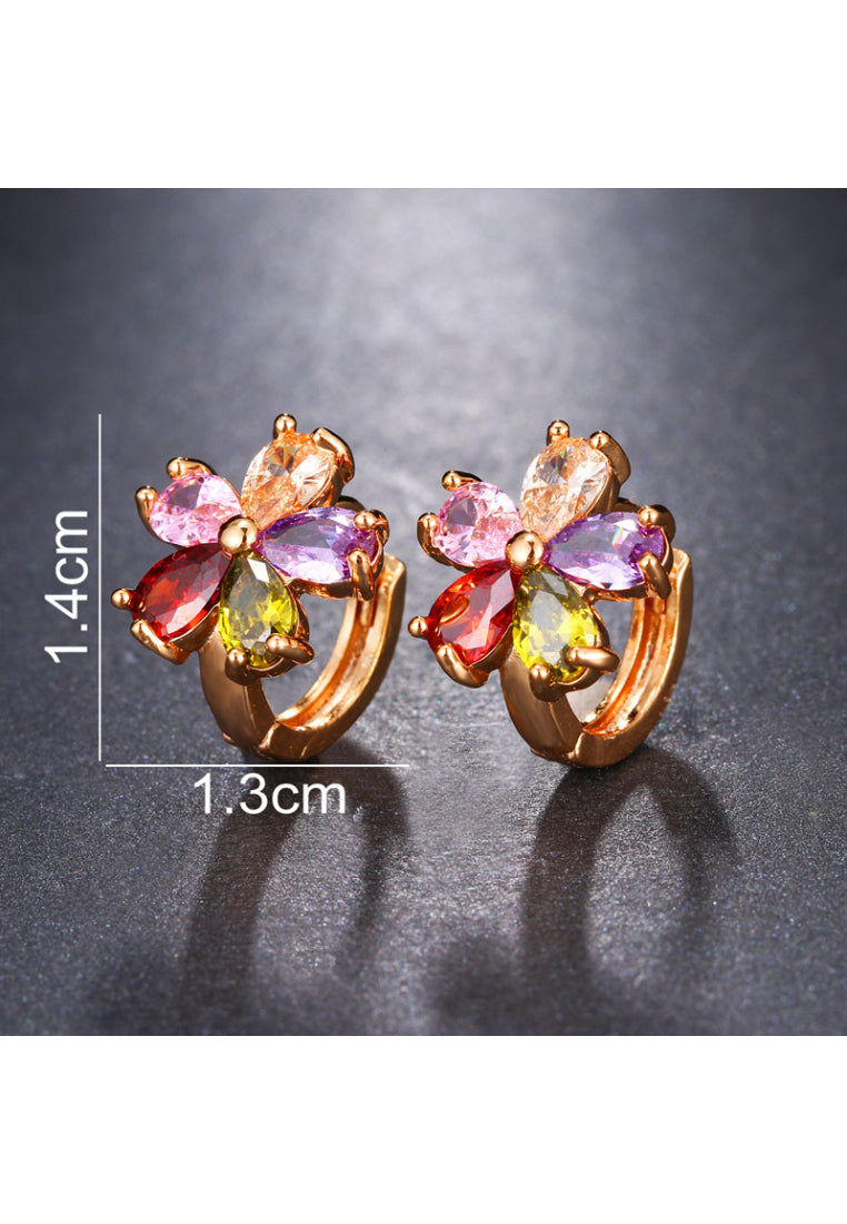 Elegant Plated Rose Gold Butterfly Earrings with Colored Cubic Zirconia - Luxurious Look