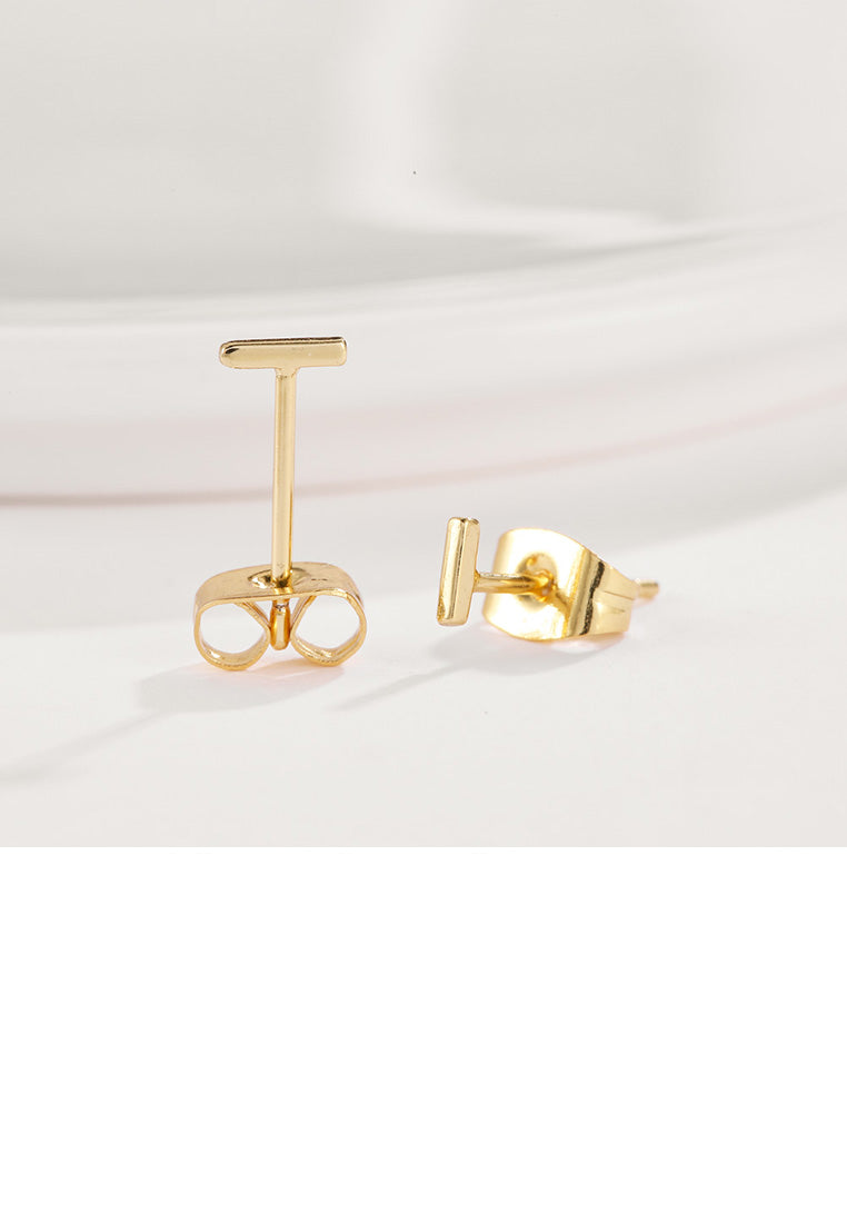 Fashion Simple Plated Gold Letter I Stud Earrings