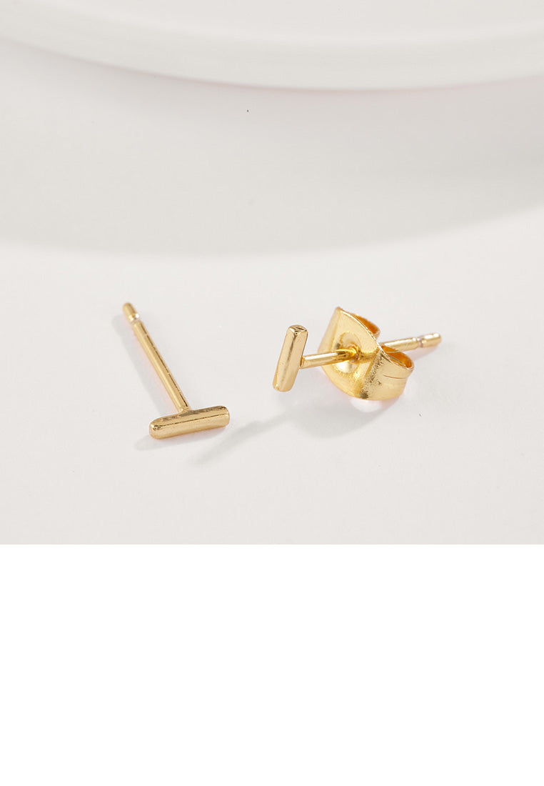 Fashion Simple Plated Gold Letter I Stud Earrings
