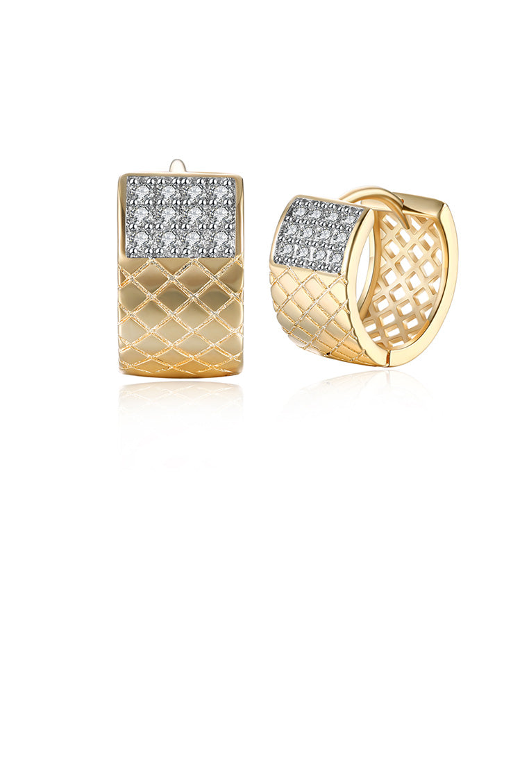 Elegant and Sparkling Plated Champagne Gold Geometric Cubic Zircon Earrings