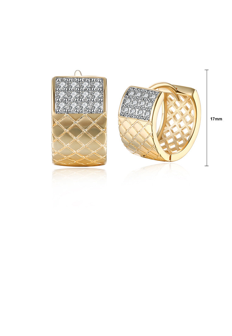 Elegant and Sparkling Plated Champagne Gold Geometric Cubic Zircon Earrings
