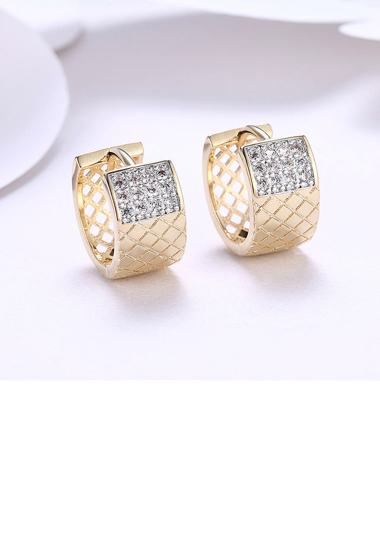 Elegant and Sparkling Plated Champagne Gold Geometric Cubic Zircon Earrings