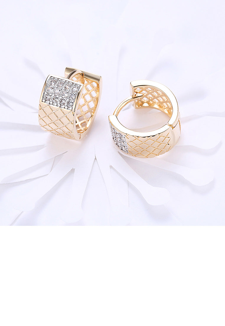 Elegant and Sparkling Plated Champagne Gold Geometric Cubic Zircon Earrings