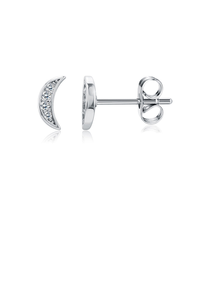 Fashion Simple Moon Cubic Zircon Stud Earrings