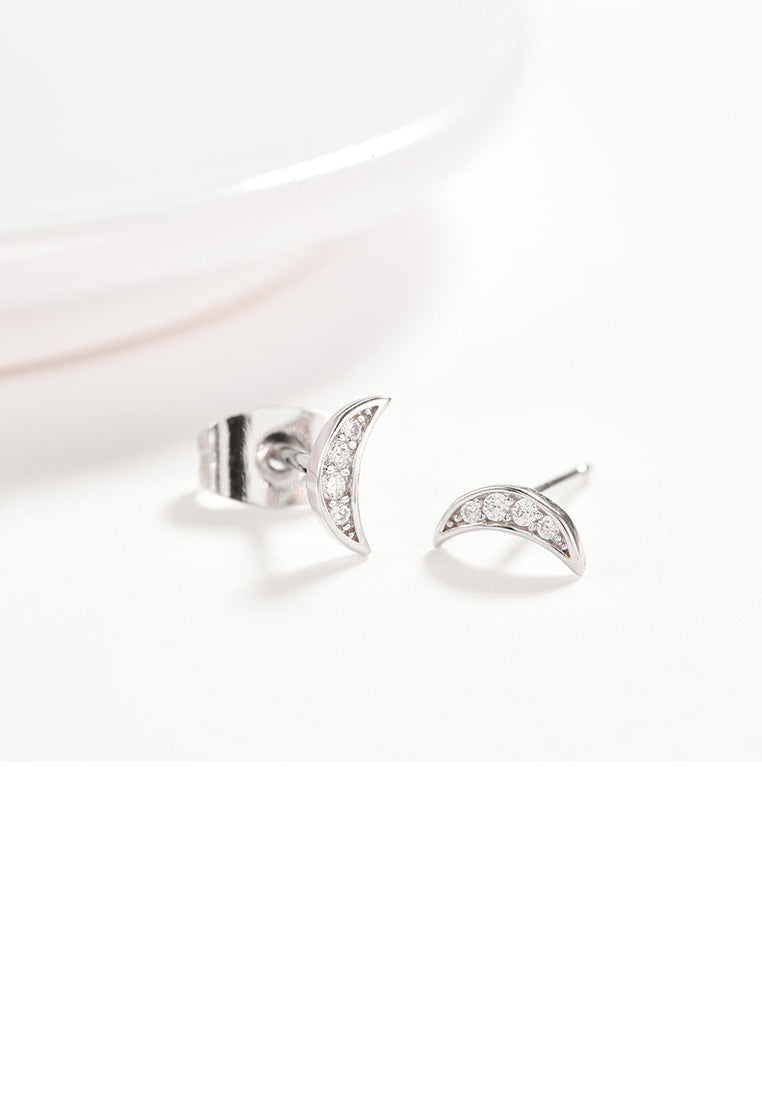 Fashion Simple Moon Cubic Zircon Stud Earrings