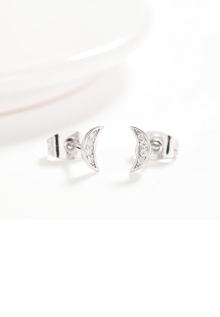 Fashion Simple Moon Cubic Zircon Stud Earrings