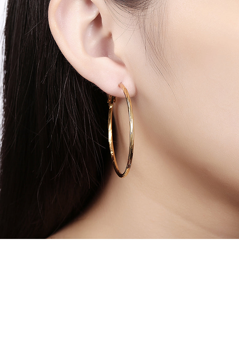 Fashion Simple Plated Gold Circle Earrings