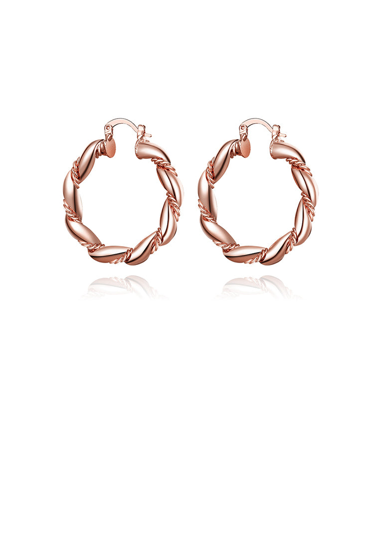 Elegant Plated Rose Gold Round Earrings