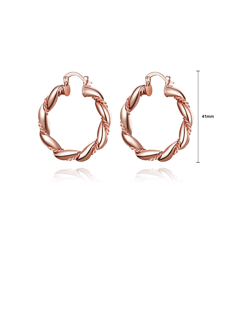 Elegant Plated Rose Gold Round Earrings