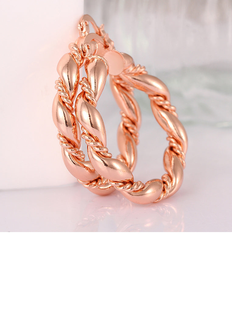 Elegant Plated Rose Gold Round Earrings