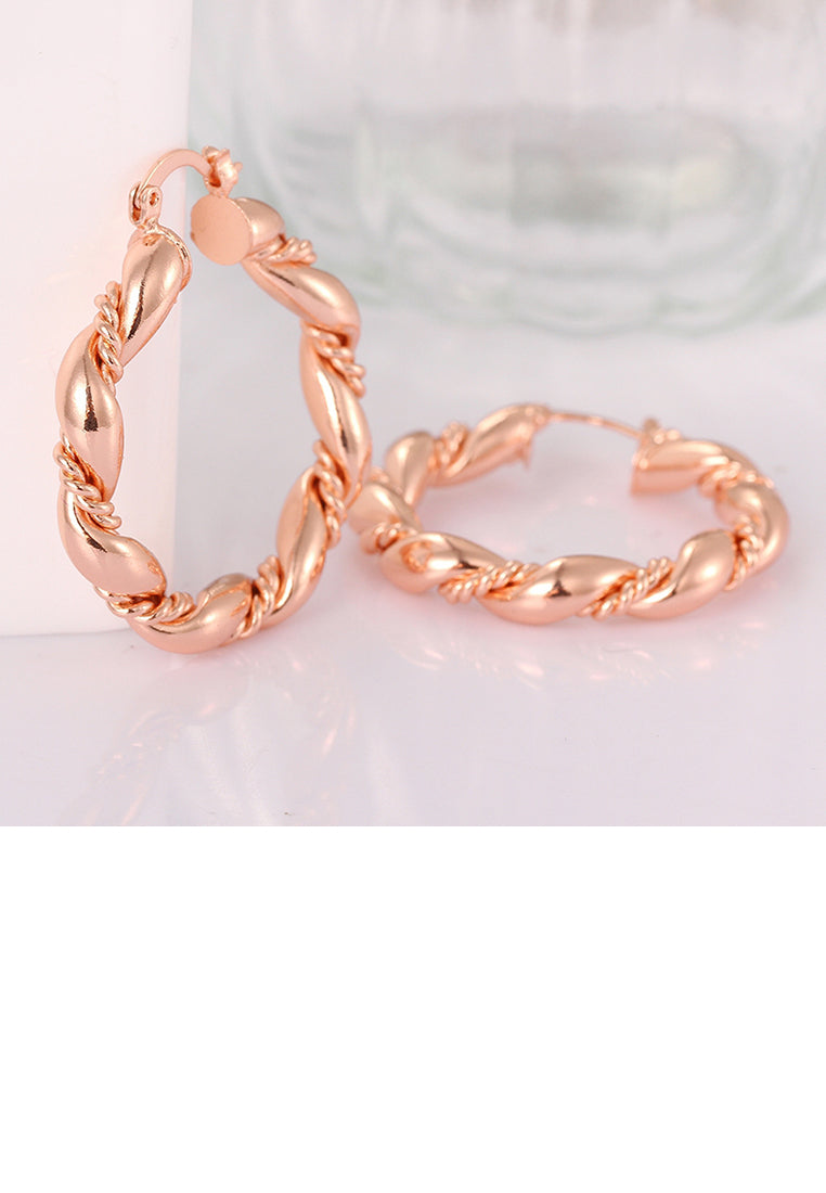 Elegant Plated Rose Gold Round Earrings