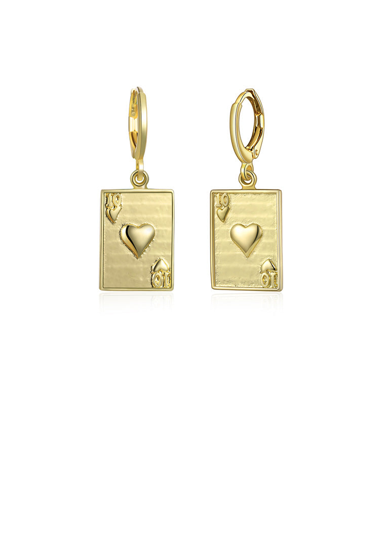 Fashion Simple Plated Gold Poker Number 10 Earrings
