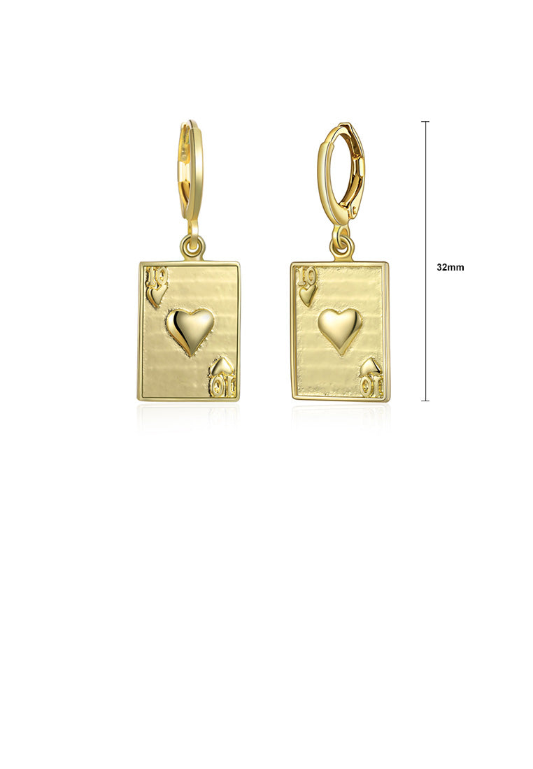 Fashion Simple Plated Gold Poker Number 10 Earrings