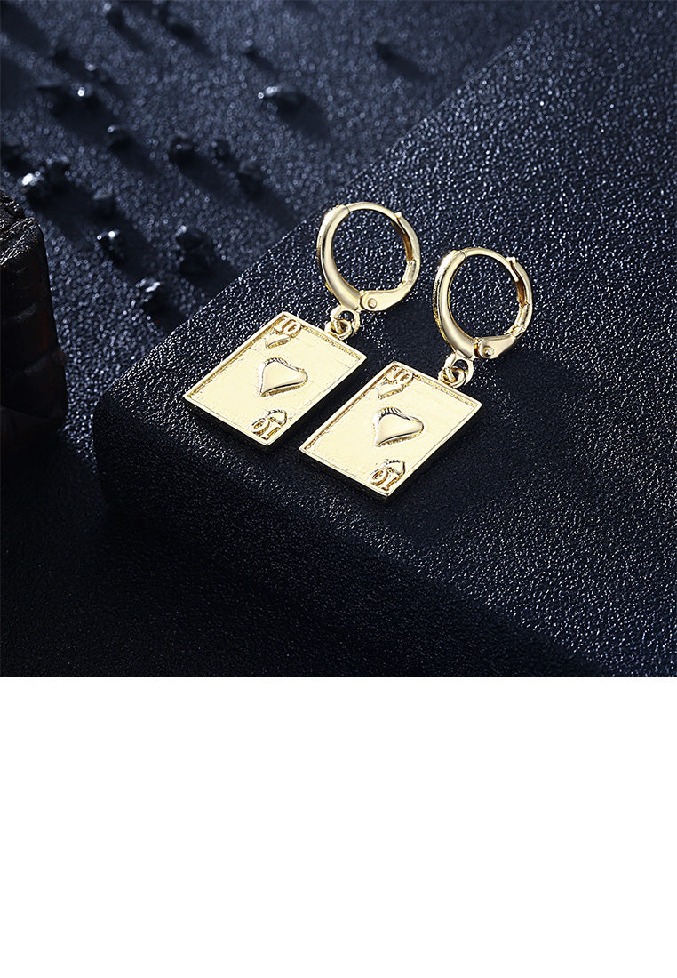 Fashion Simple Plated Gold Poker Number 10 Earrings