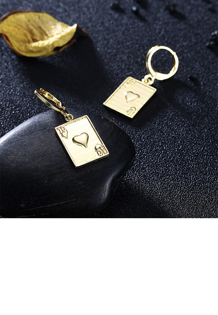 Fashion Simple Plated Gold Poker Number 10 Earrings