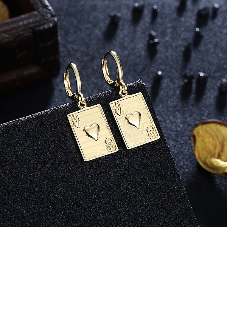 Fashion Simple Plated Gold Poker Number 10 Earrings
