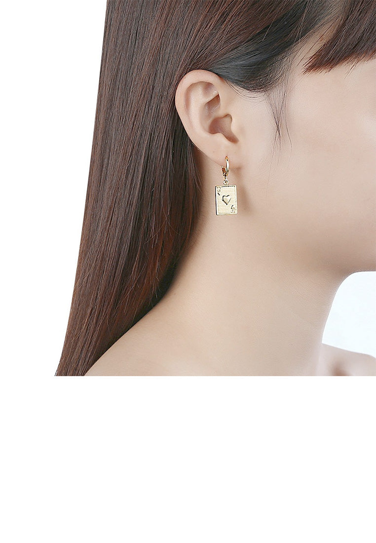 Fashion Simple Plated Gold Poker Number 10 Earrings