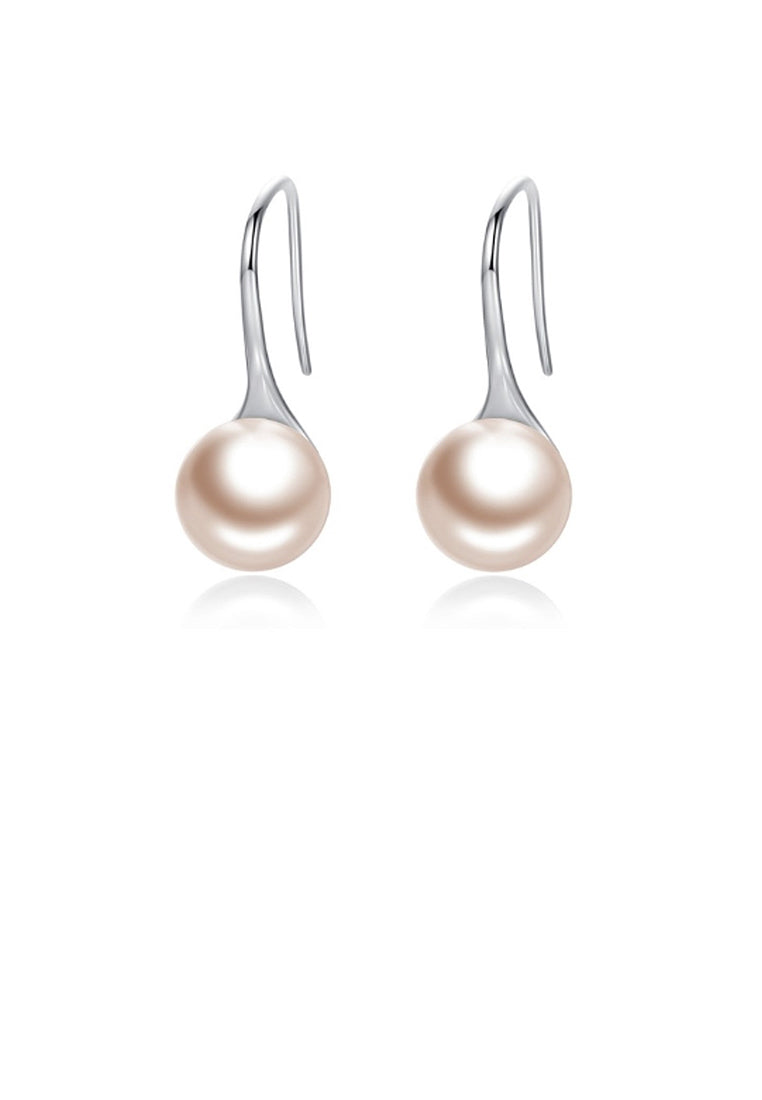 925 Sterling Silver Elegant Simple Fashion Beige Pearl Earrings - Luxurious Look