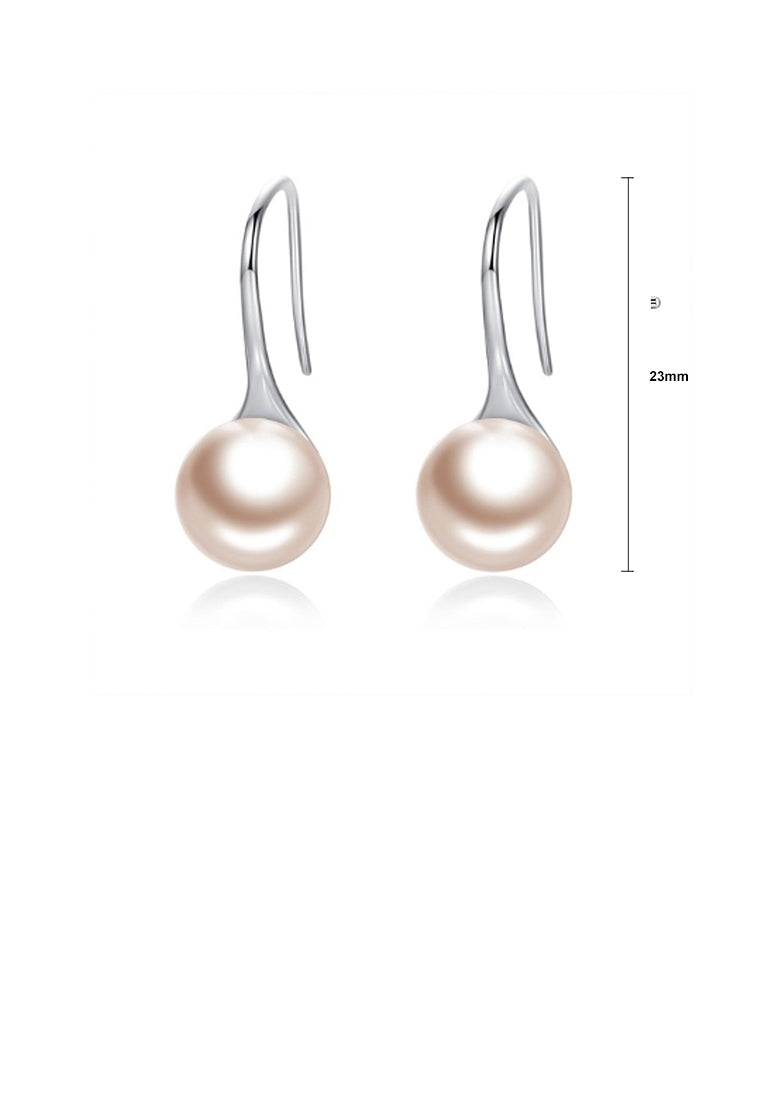 925 Sterling Silver Elegant Simple Fashion Beige Pearl Earrings - Luxurious Look