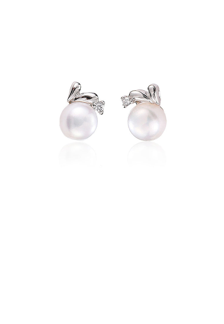 925 Sterling Silver Simple Fashion Geometric Freshwater Pearl Stud Earrings - Luxurious Look
