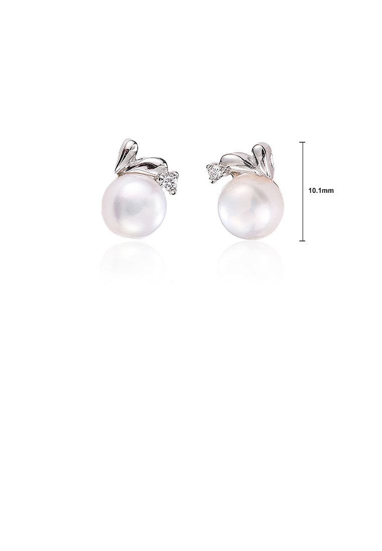 925 Sterling Silver Simple Fashion Geometric Freshwater Pearl Stud Earrings - Luxurious Look