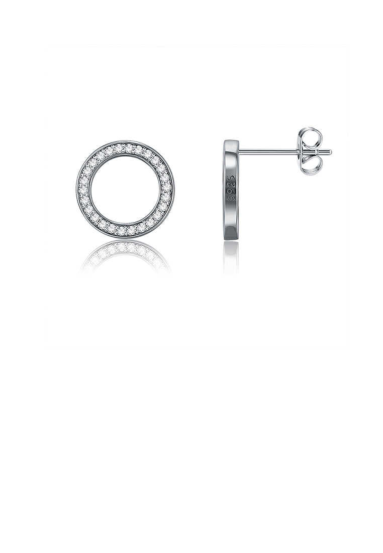 925 Sterling Silver Fashion Round Rose Gold Plated Stud Earrings with Austrian Element Crystal