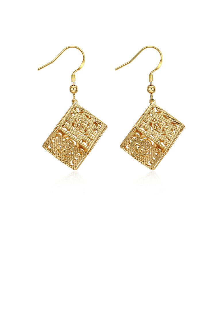 Fashion Elegant Plated Gold Pierced Geometric Square Earrings