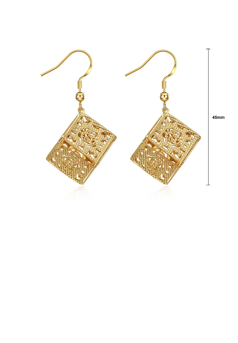 Fashion Elegant Plated Gold Pierced Geometric Square Earrings