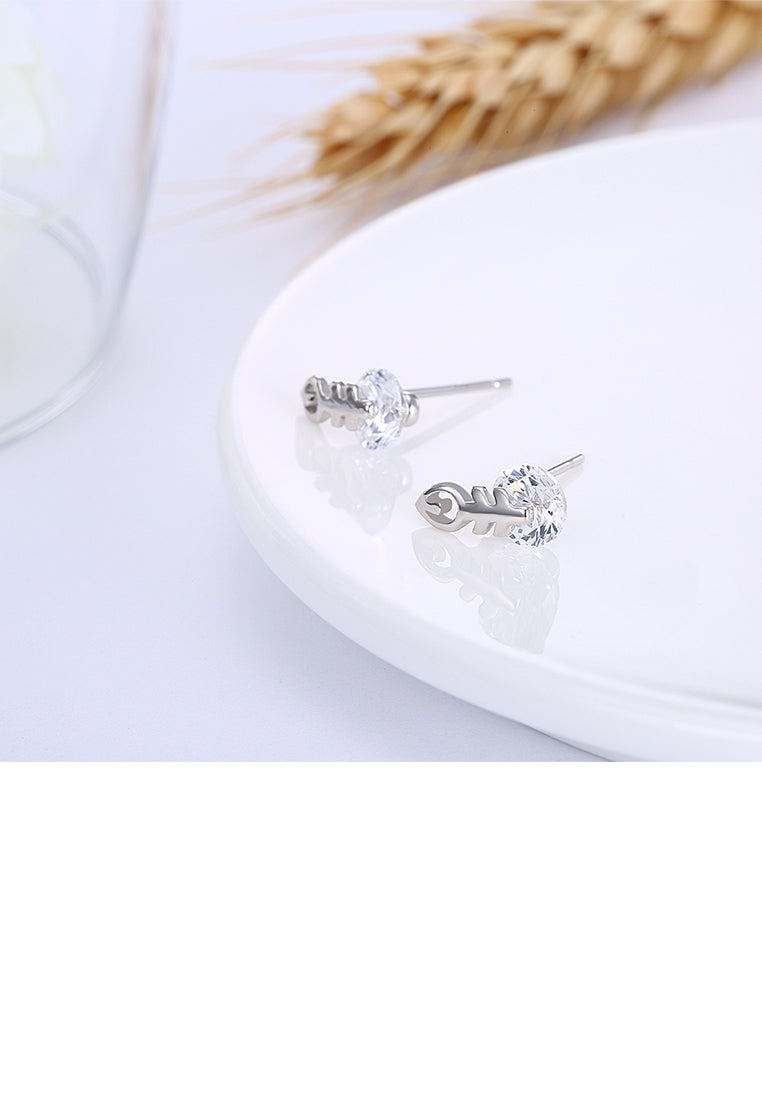 925 Sterling Silver Elegant Romantic Cupid's Arrow Earrings and Ear Studs with Cubic Zircon
