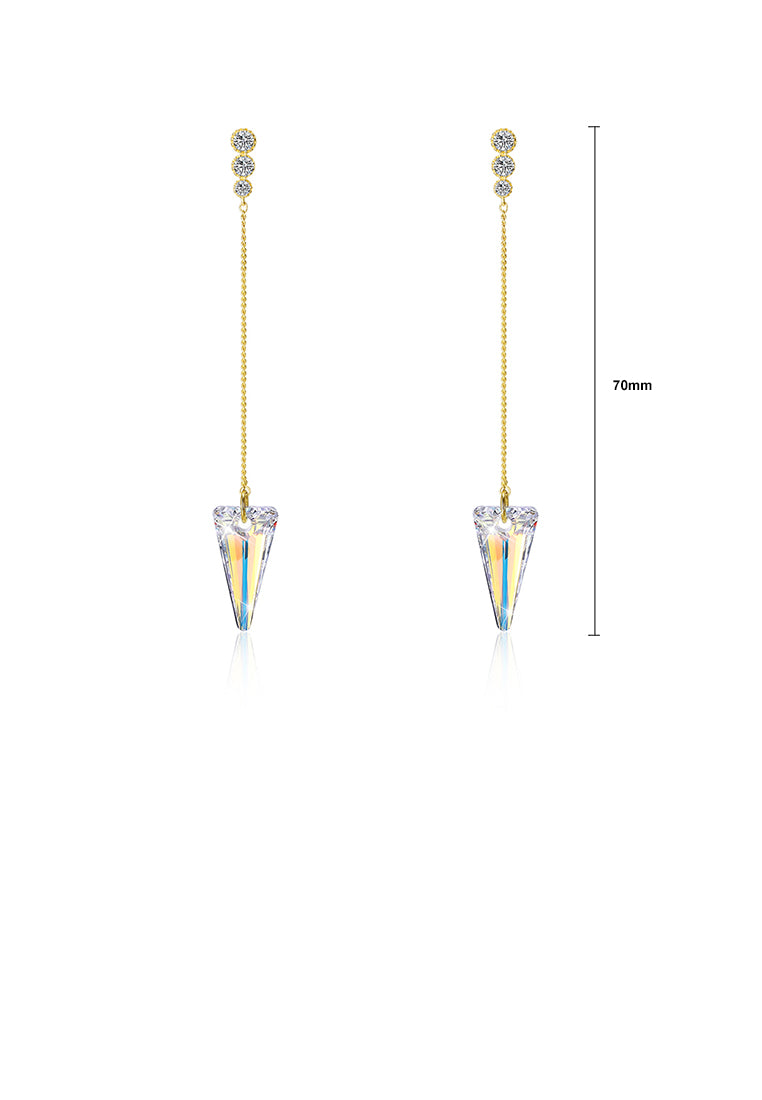 925 Sterling Silver Elegant Sparkling Long Earrings with Austrian Element Crystal