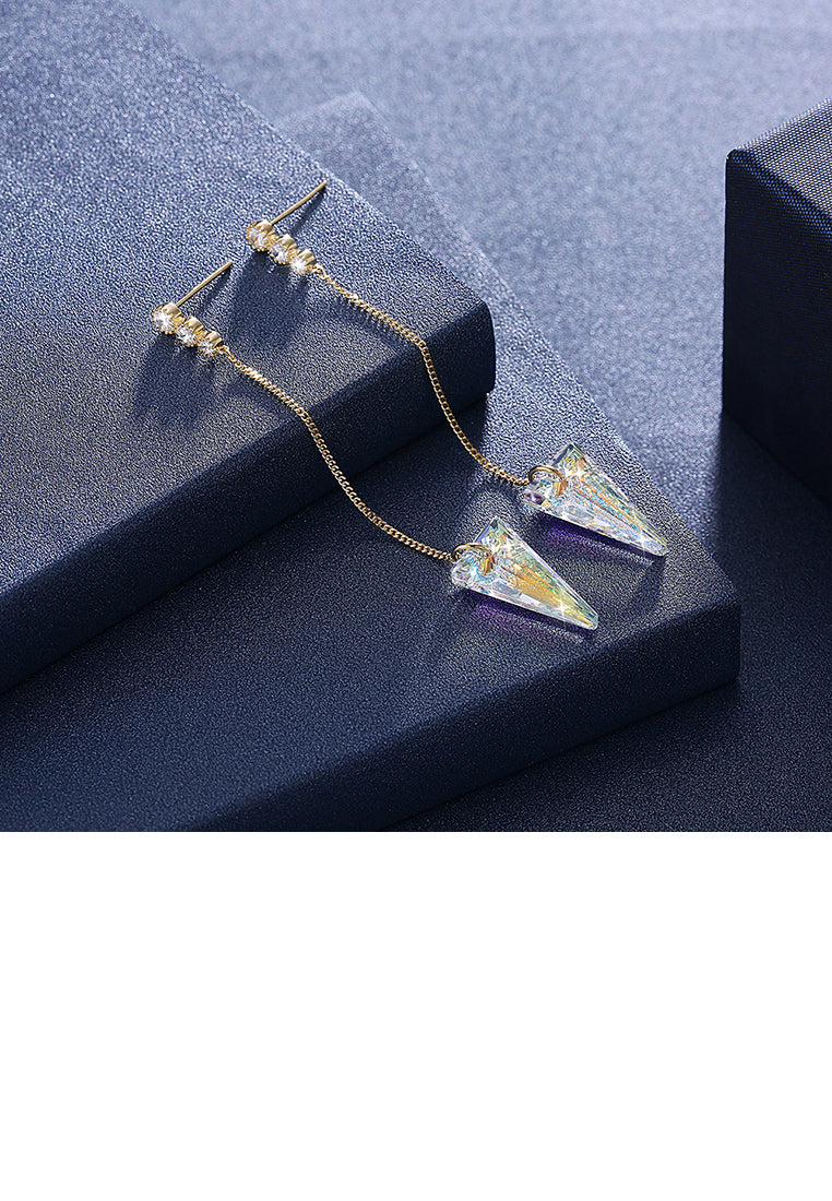 925 Sterling Silver Elegant Sparkling Long Earrings with Austrian Element Crystal