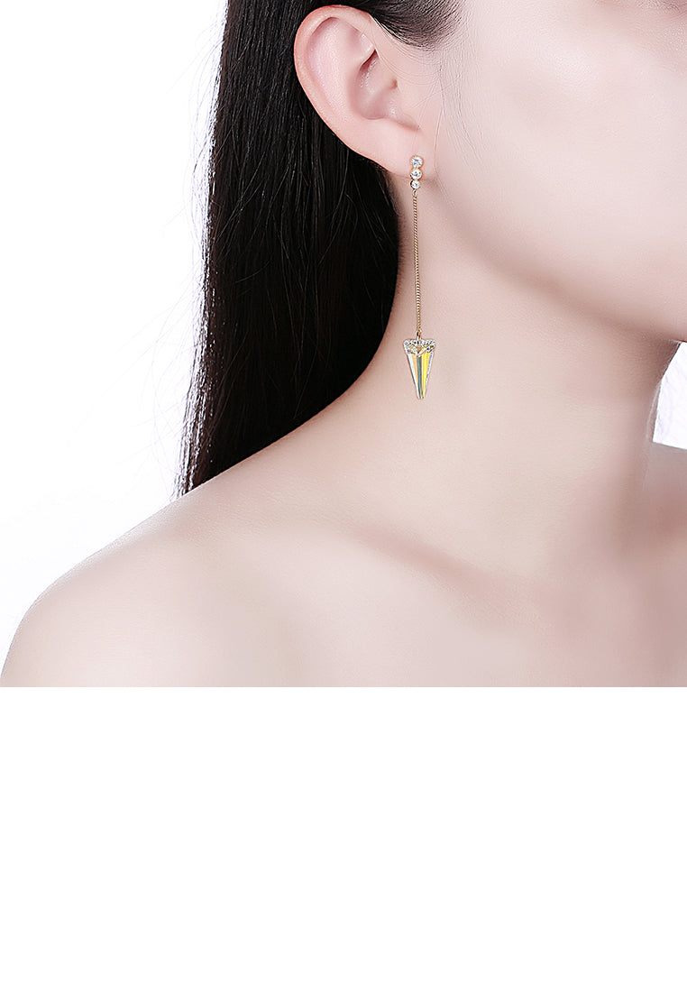 925 Sterling Silver Elegant Sparkling Long Earrings with Austrian Element Crystal