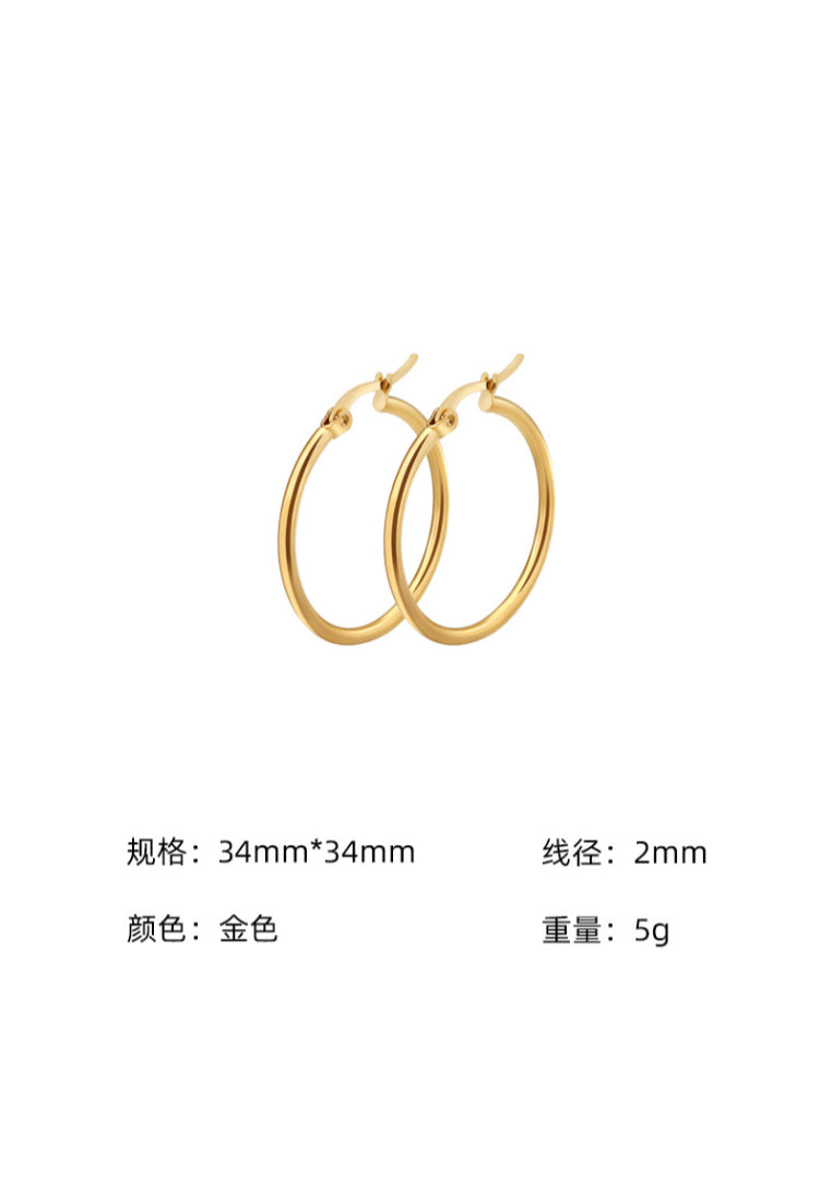 Simple Plated Gold Round Earrings