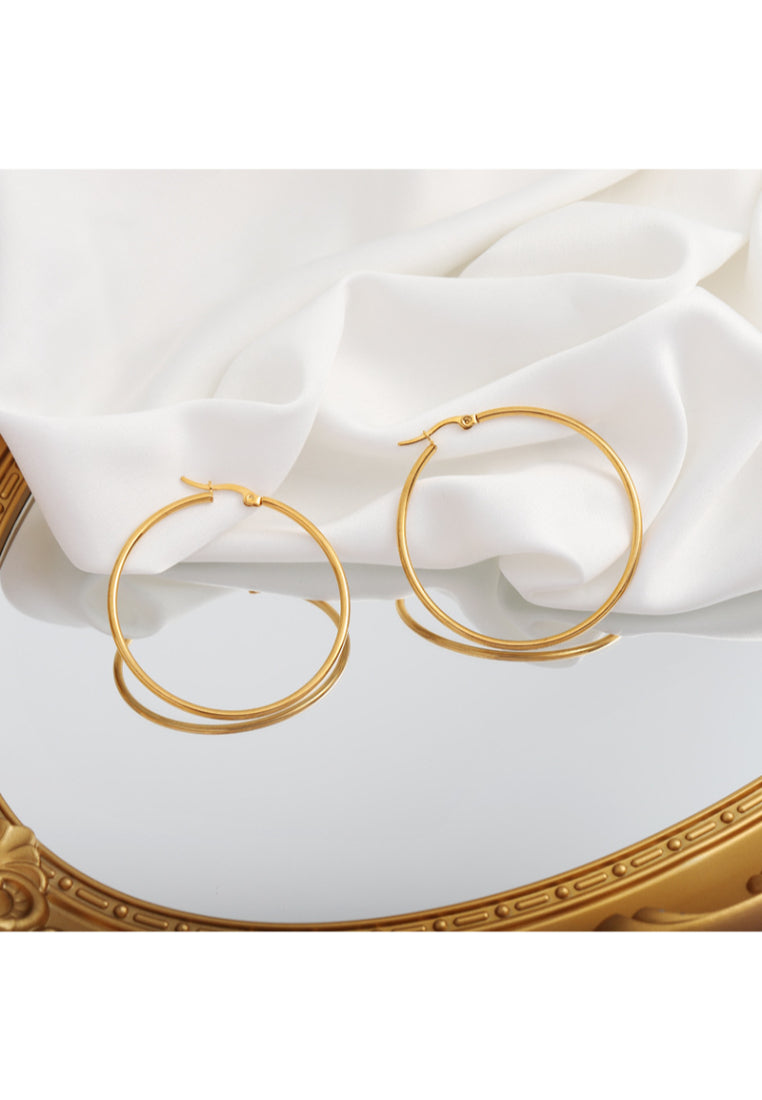 Simple Plated Gold Round Earrings