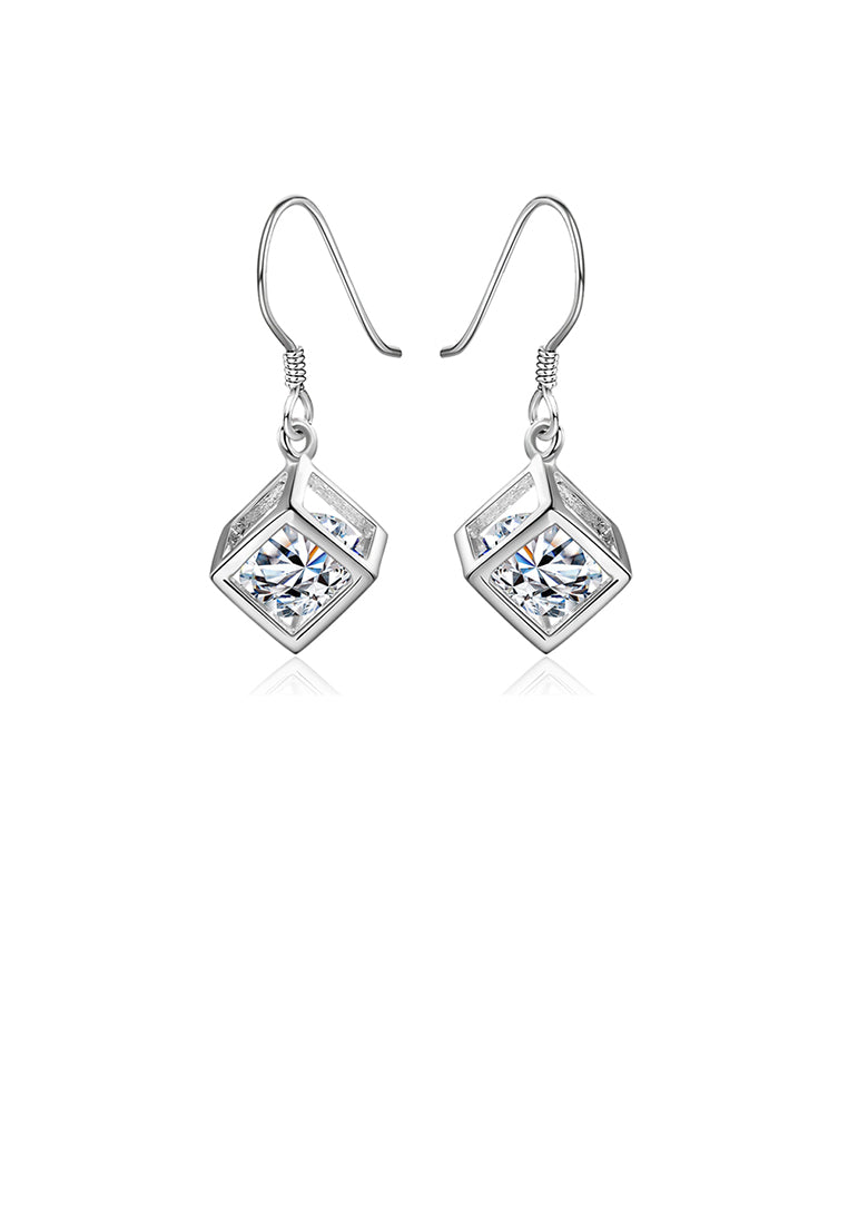 Simple Geometric Square Earrings with Cubic Zircon