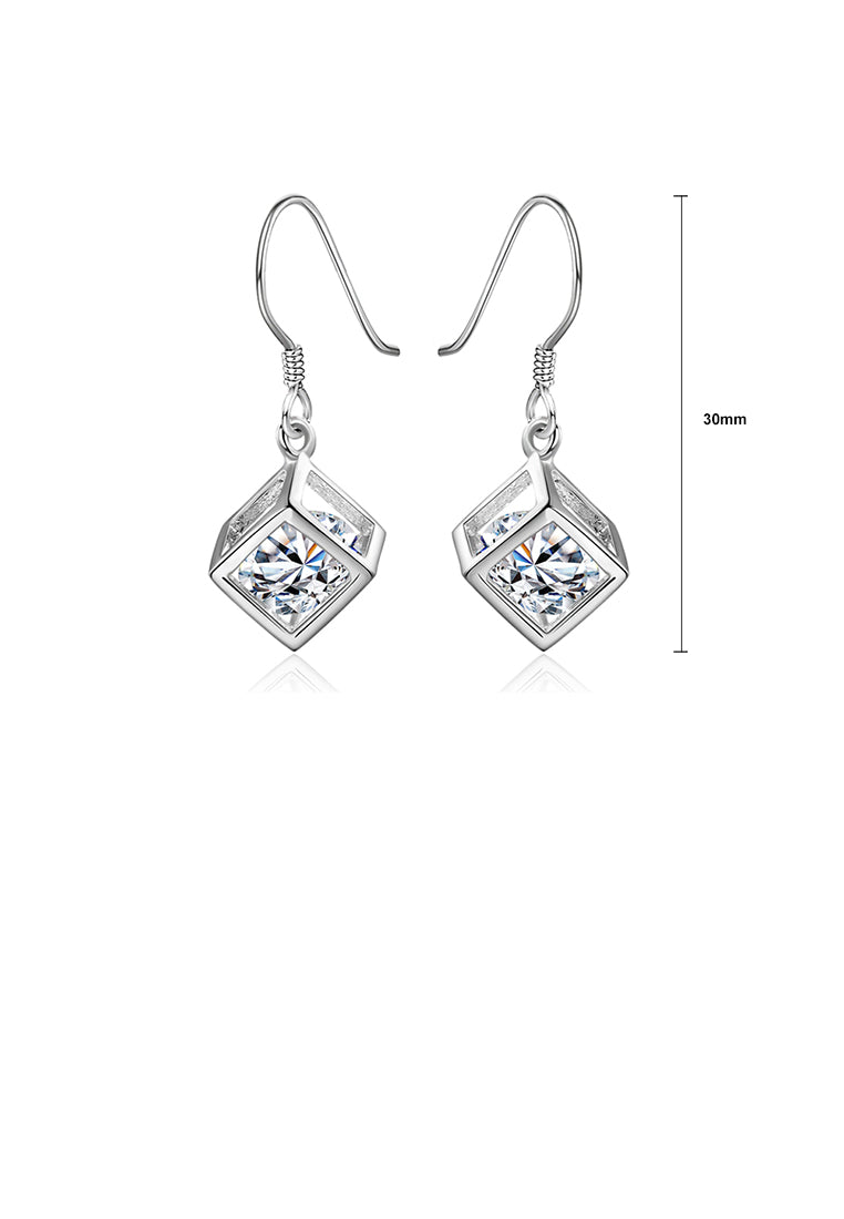 Simple Geometric Square Earrings with Cubic Zircon