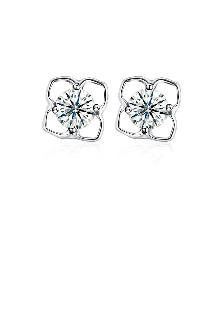 925 Sterling Silver Simple Fashion Elegant Hollow Out Earrings and Ear Studs with Cubic Zircon