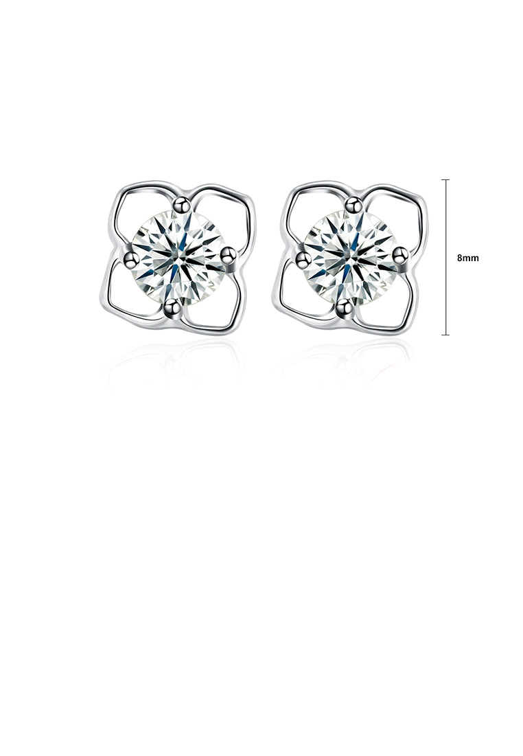 925 Sterling Silver Simple Fashion Elegant Hollow Out Earrings and Ear Studs with Cubic Zircon
