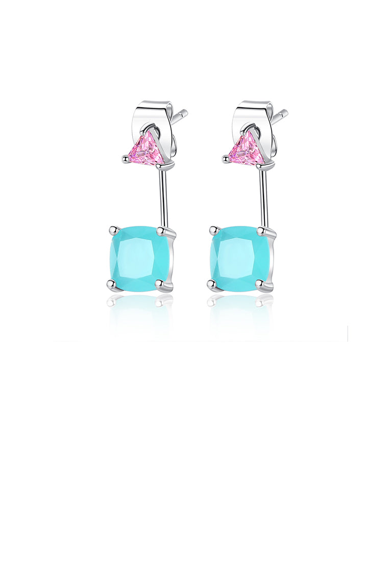 Simple Personality Geometric Colorful Cubic Zirconia Earrings - Luxurious Look