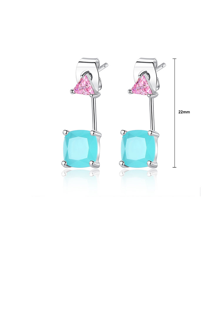 Simple Personality Geometric Colorful Cubic Zirconia Earrings - Luxurious Look